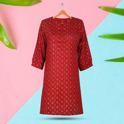 Picture of Red Linen Kurti Picture of Red Linen Kurti