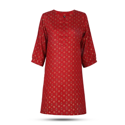 Picture of Red Linen Kurti Picture of Red Linen Kurti