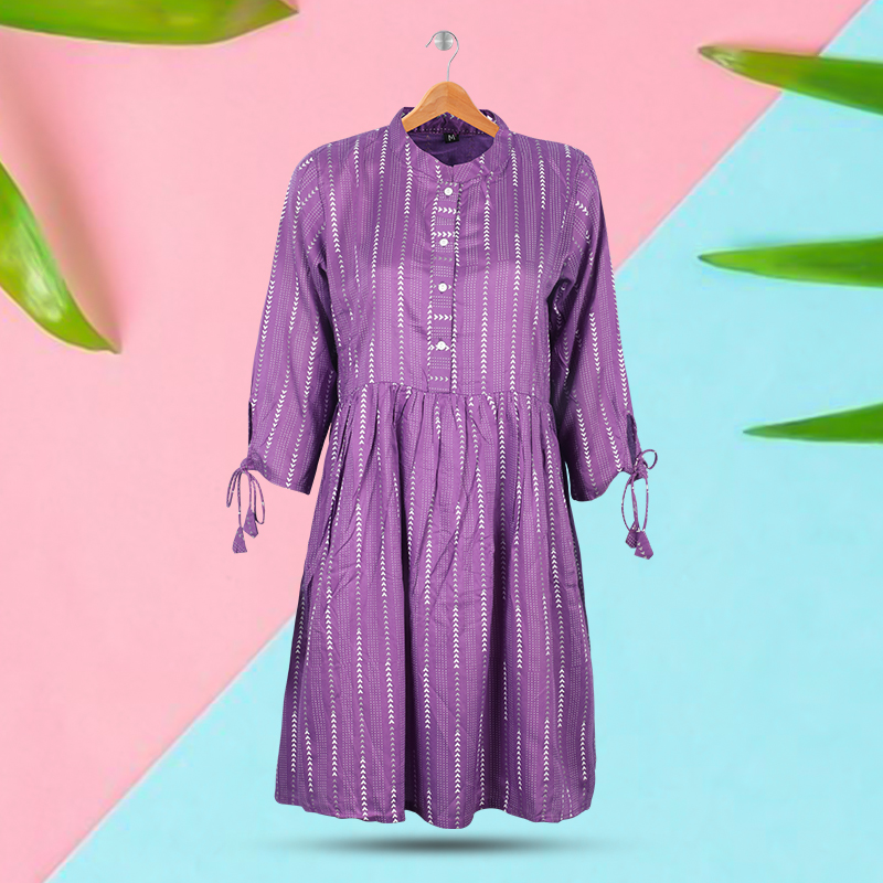 Picture of Silver Stripe Purple Kurti Picture of Silver Stripe Purple Kurti
