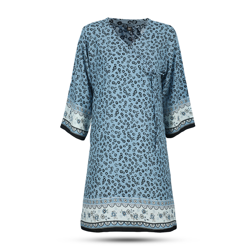 Picture of Sky Blue and White Printed Kurti Picture of Sky Blue and White Printed Kurti