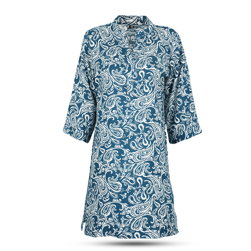 Picture of Teal and White Printed Kurti Picture of Teal and White Printed Kurti