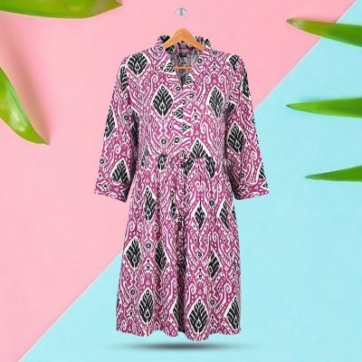 Picture of Purple and Black Printed Kurti Picture of Purple and Black Printed Kurti