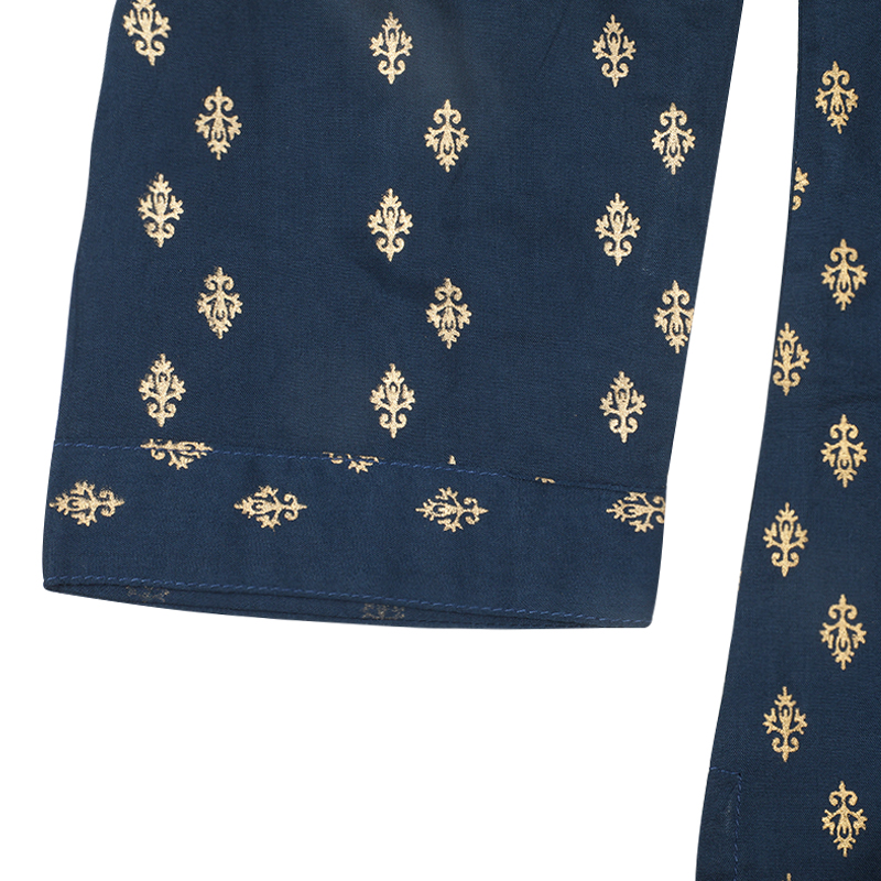 Picture of Navy Blue Linen Kurti with Afsan work Picture of Navy Blue Linen Kurti with Afsan work