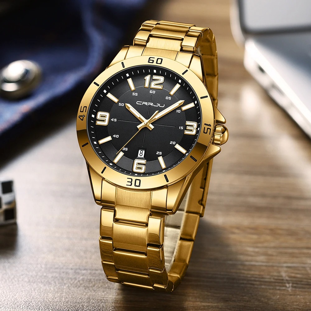 Picture of CRRJU 5003 Gold New Classic Simple Quartz Wristwatches Fashion King
