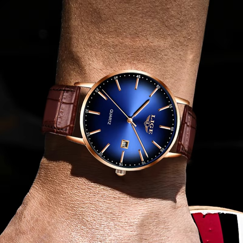 Picture of LIGE Waterproof Men Luxury Wrist Quartz Watch Sports Style Leather Watches