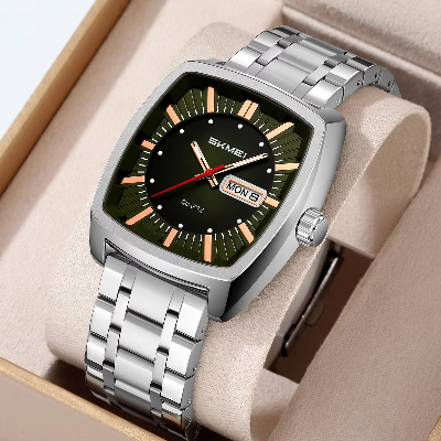 Picture of SKMEI 9354 Men Watches Square Dial Quartz Date Week Casual Stainless Steel Waterproof Watch