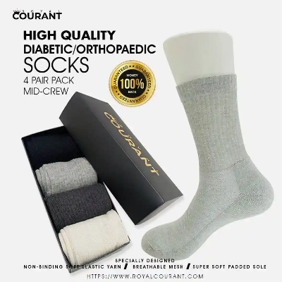 Picture of Diabetic Socks for Men & Women - pack of 4 - Seamless, moisture-wicking diabetic crew length 