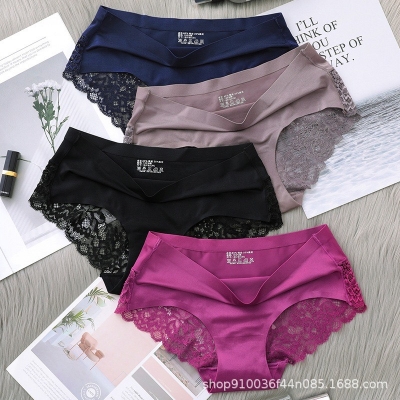 Picture of New Arrival Middle Rise Lingeries Lace Panties for Women Pink Black Plain Quantity Bow Silk Hot