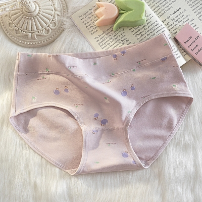 Picture of Cotton needle drawing large size medium waist underwear panties cotton women