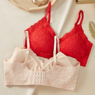 Picture of Women Comfortable Wire-Free Lace Push-Up Seamless Breathable Bra