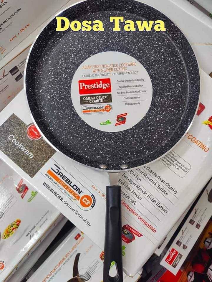 Picture of Prestige Omega Granite (Set of 12 Pieces with Casserole , korai, fry pan, milk pan ) Induction Bottom Cookware Set (Aluminium, 12- Piece)