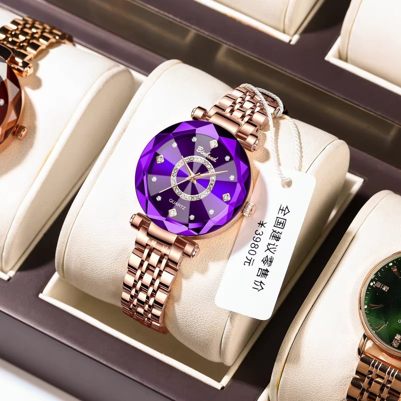 Picture of Woman Watch Light Luxury Brand Ocean Heart Starry Sky Sparkling Multi Edged Glass Precision Steel Ladies Fashion Quartz Watches