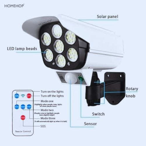 Picture of EcoFriendly Solar Sensor Light Intelligent 77 LED Spotlight Remote Control - BB-9665