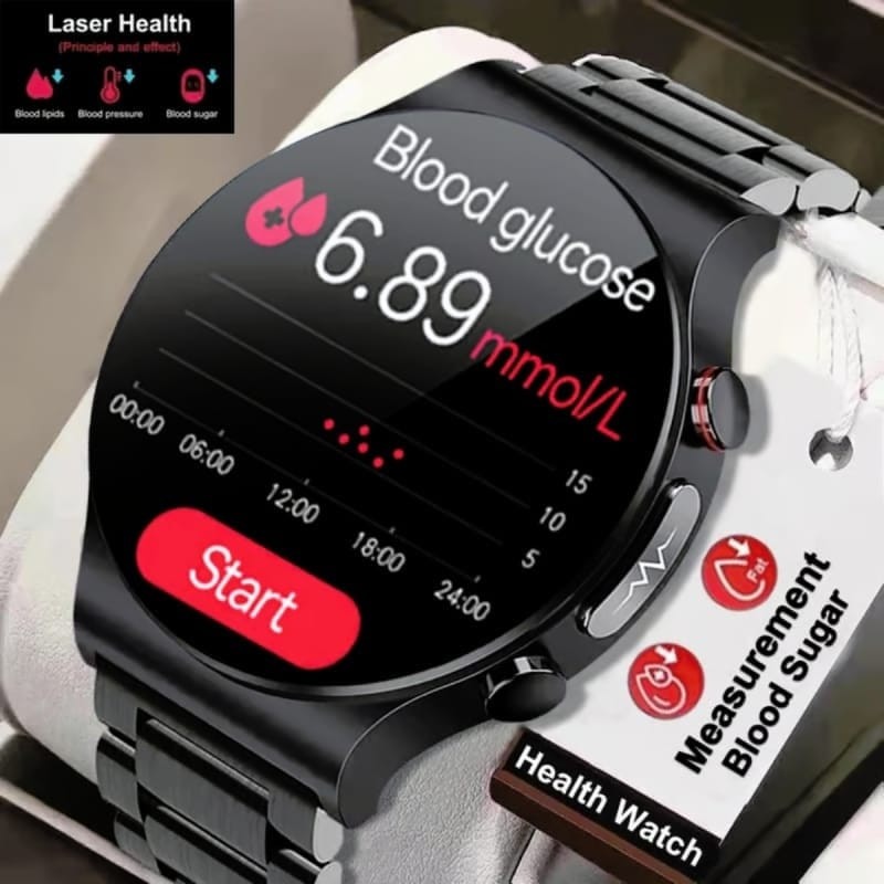 Picture of 2024 ECG+PPG Sapphire Glass Blood Glucose Smart Watch Men Full Touch Screen Health Watches Laser Treatment Three High Smartwatch