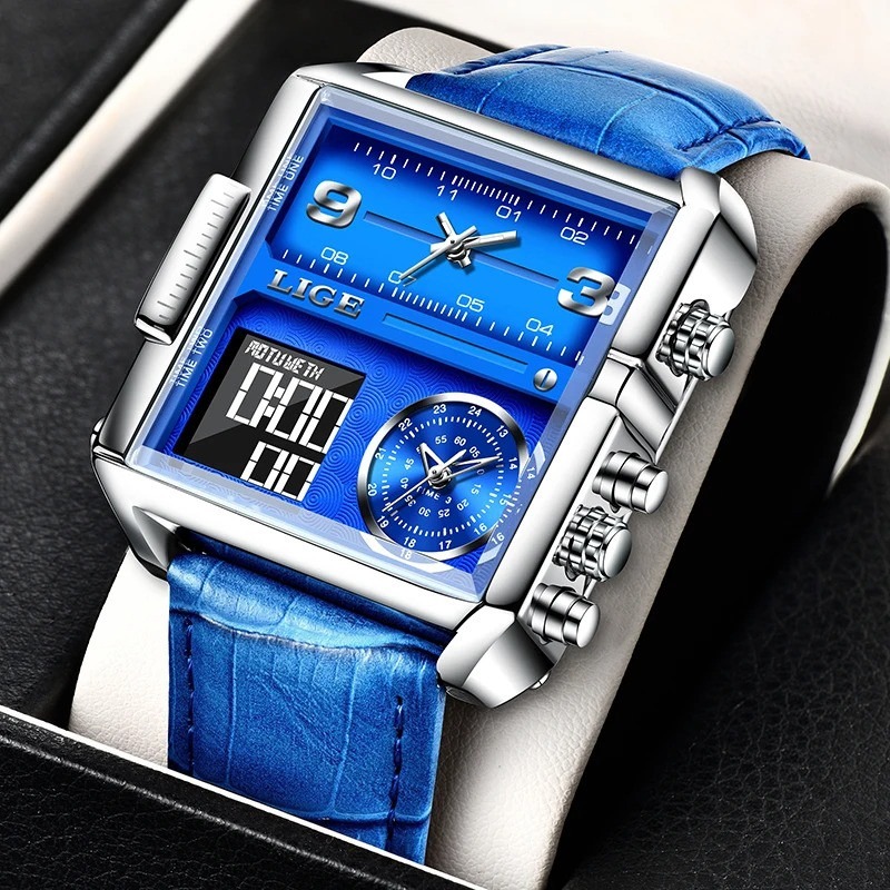 Picture of LIGE 8925A Top Brand Luxury Mens Watches Square Digital Sports Quartz Wrist Watch for Men Waterproof Stopwatch Relogio Masculino