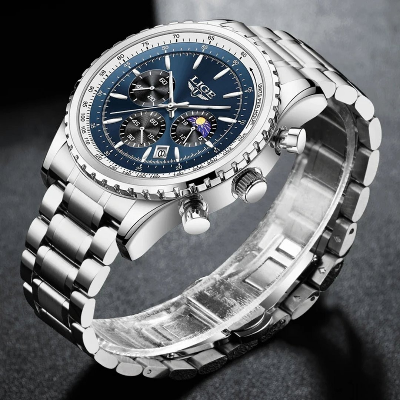 Picture of LIGE 8989 Fashion Men Watch Stainless Steel Top Brand Luxury Sport Chronograph Quartz Wrist Watches for Men Relogio Masculino+Box