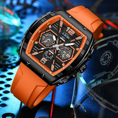 Picture of LIGE89108 Fashion Mens Watches 5ATM Sports Waterproof Quartz Wristwatch Luminous Date Silicone Clock Luxury Man Watch