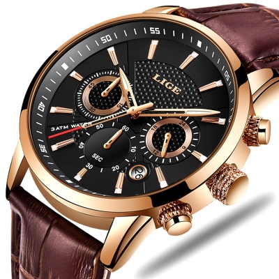 Picture of LIGE 9866 New Mens Watches Top Brand Luxury Military Sport Watch Men Leather Waterproof Clock Quartz Wristwatch Relogio Masculino+Box