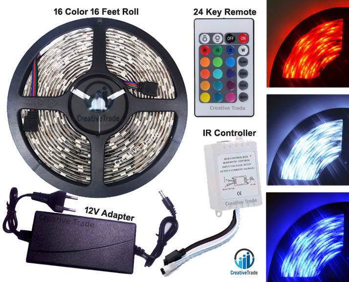Picture of Premium Quality - 16 Color Rgb 5050 Led Fiexble Strip Light With Remote Control -14 to 16 Feet Light Picture of Premium Quality - 16 Color Rgb 5050 Led Fiexble Strip Light With Remote Control -14 to 16 Feet Light