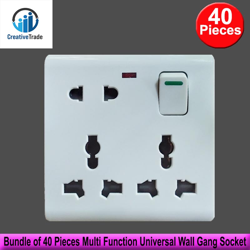 Picture of Bundle of 40 Pieces Multi Function Universal Wall Gang Socket - 8 Pin Gang Universal Socket Picture of Bundle of 40 Pieces Multi Function Universal Wall Gang Socket - 8 Pin Gang Universal Socket