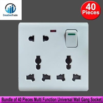Picture of Bundle of 40 Pieces Multi Function Universal Wall Gang Socket - 8 Pin Gang Universal Socket Picture of Bundle of 40 Pieces Multi Function Universal Wall Gang Socket - 8 Pin Gang Universal Socket