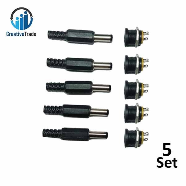 Picture of 5 Set DC Male Jack Power Connector Plug and DC Female Socket With Nut - Secure and Reliable Power Connection for Various Applications Picture of 5 Set DC Male Jack Power Connector Plug and DC Female Socket With Nut - Secure and Reliable Power Connection for Various Applications