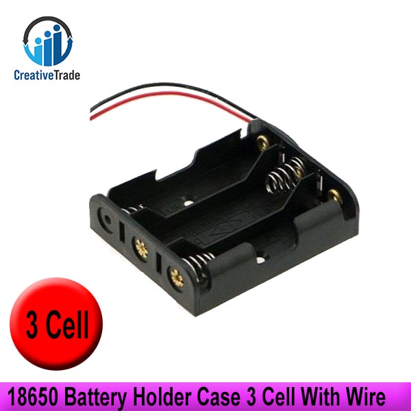 Picture of 18650 Battery Holder Case 3 Cell With Wire - Organize and Safely Store Your Batteries - Keep Them Easily Accessible and Protected - Great for DIY Projects