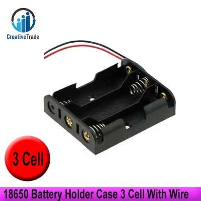 Picture of 18650 Battery Holder Case 3 Cell With Wire - Organize and Safely Store Your Batteries - Keep Them Easily Accessible and Protected - Great for DIY Projects