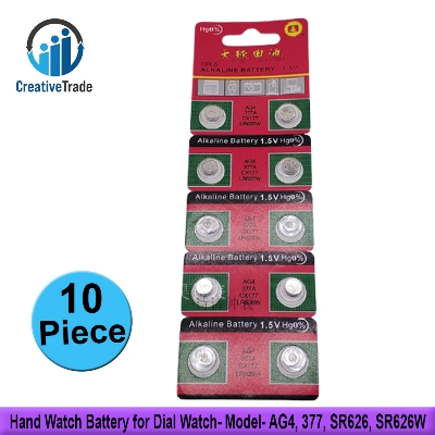 Picture of 10 Pieces Hand Watch Battery for Dial Watch- Model- AG4, 377, SR626, SR626W
