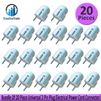 Picture of Bundle Of 20 Piece Universal 2 Pin Plug Electrical Power Cord Connector - Versatile Power Connection Solution - Reliable Efficient Essential Picture of Bundle Of 20 Piece Universal 2 Pin Plug Electrical Power Cord Connector - Versatile Power Connection Solution - Reliable Efficient Essential