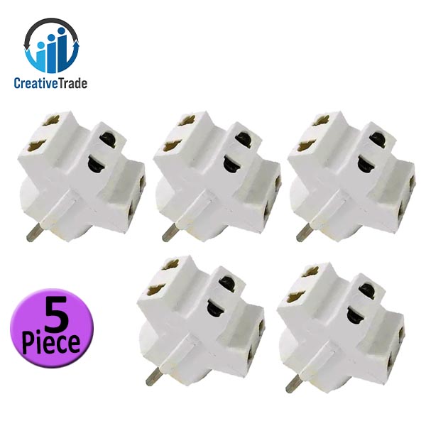 Picture of Bundle of 5 Pieces 3 Way 2 Pin Socket Adapter For Travel