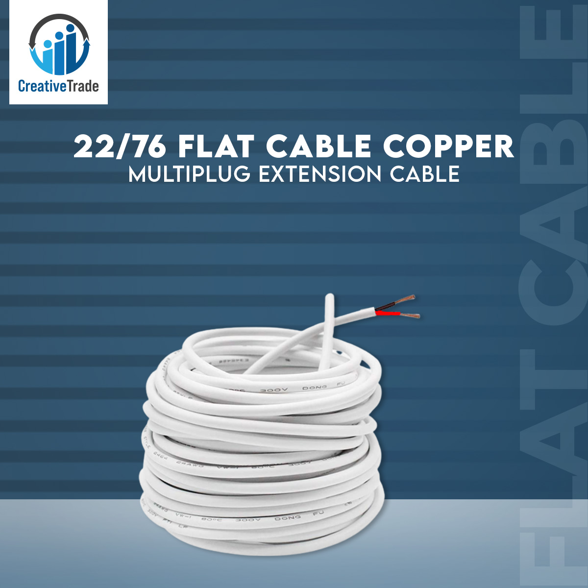 Picture of 22/76 Flat Cable Copper 2 Core Wire- 15 feet (5 Yards) Use For Multiplug Extension Cable, Table Fan Cable, Ceiling Fan Cable, Pendant Light Cable, 1 Horse Water Pump and Others - multi plug Picture of 22/76 Flat Cable Copper 2 Core Wire- 15 feet (5 Yards) Use For Multiplug Extension Cable, Table Fan Cable, Ceiling Fan Cable, Pendant Light Cable, 1 Horse Water Pump and Others - multi plug