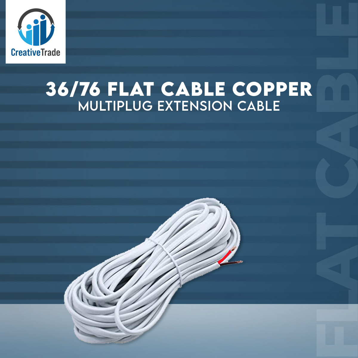 Picture of High-Quality 36/76 Flat Cable Copper 2 Core Wire - 15 Feet Length - The Ultimate Choice for a Wide Range of Electrical Applications Picture of High-Quality 36/76 Flat Cable Copper 2 Core Wire - 15 Feet Length - The Ultimate Choice for a Wide Range of Electrical Applications