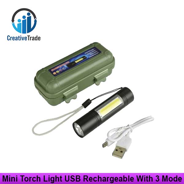 Picture of Mini Torch Light USB Rechargeable With 3 Mode - Torch Light Picture of Mini Torch Light USB Rechargeable With 3 Mode - Torch Light