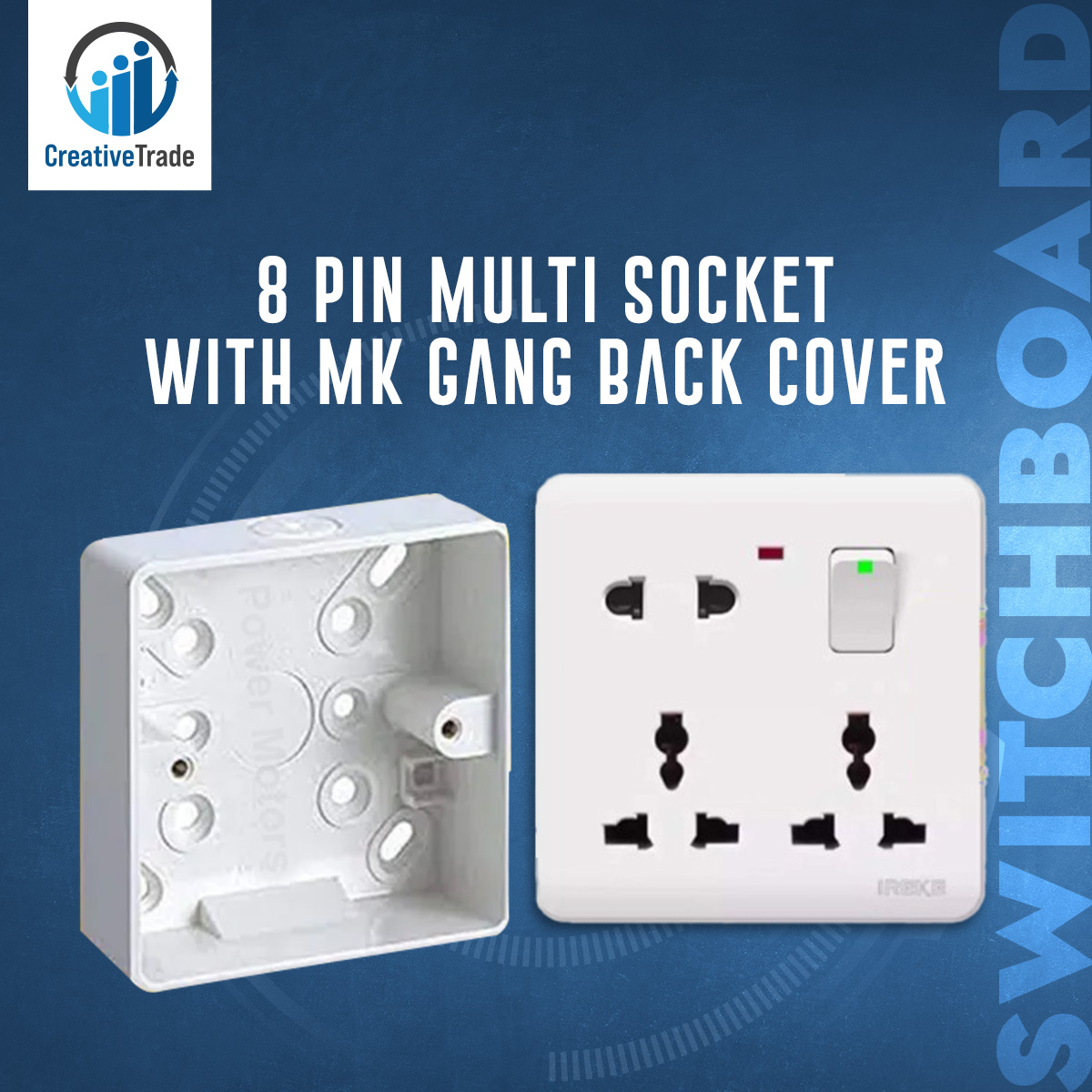 Picture of 8 Pin Socket With Box Multi Function Universal Wall Socket