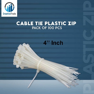 Picture of 4" Inch Cable Tie Plastic Zip Tie - Pack of  100 Pcs (Approx)  - Organize Your Cables and Wires Easy to Use and Maintain Picture of 4" Inch Cable Tie Plastic Zip Tie - Pack of  100 Pcs (Approx)  - Organize Your Cables and Wires Easy to Use and Maintain
