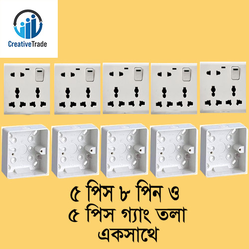 Picture of High Quality - Bundle of 5 Pieces 8 Pin Socket and 5 Pieces Single Gang PVC - Easy to Use And Maintain - Reliable and Durable Picture of High Quality - Bundle of 5 Pieces 8 Pin Socket and 5 Pieces Single Gang PVC - Easy to Use And Maintain - Reliable and Durable