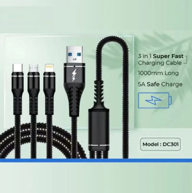 Picture of Dc-301 Long 3-In-1 Multi Charging Cable From Usb To Micro Type C & I_Phone - Type C Cable