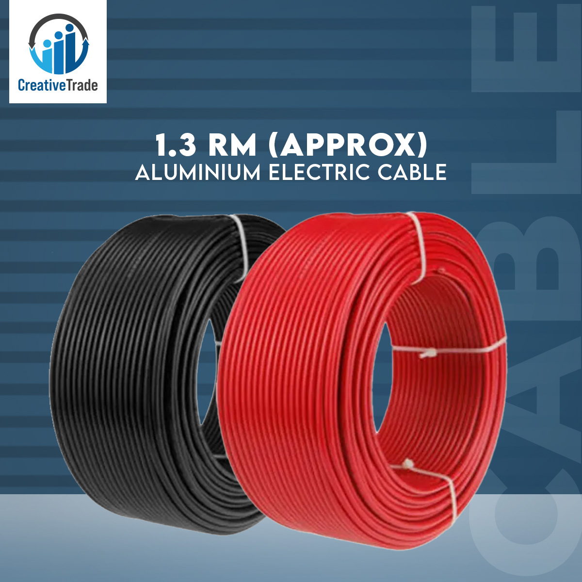 Picture of 1.3 Rm (Approx) Aluminium Electric Cable Red/Black Color - 1 Coil