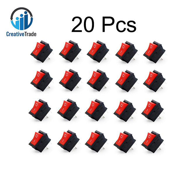 Picture of Mini On/Off Rocker Switch 2-Pin Red Button