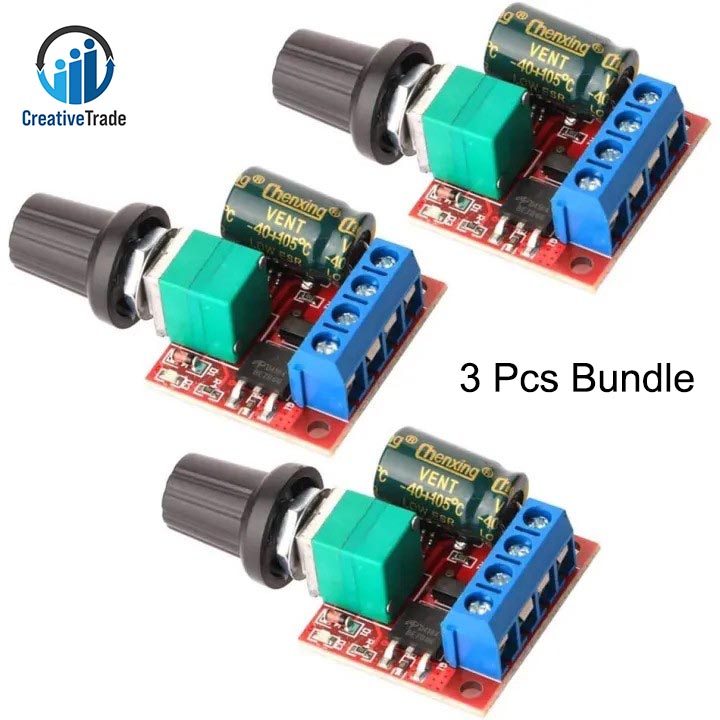 Picture of 3pcs Mini DC Motor PWM Speed Controller, DC 5V-35V 5A Speed Adjustable Switch Module, 6V 12V 24V Variable Voltage Regulator