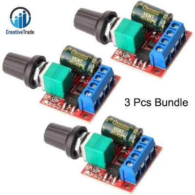 Picture of 3pcs Mini DC Motor PWM Speed Controller, DC 5V-35V 5A Speed Adjustable Switch Module, 6V 12V 24V Variable Voltage Regulator