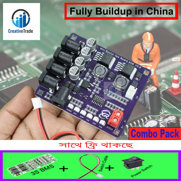 Picture of Router UPS Board / Mini UPS Board For Router 40W V2.6 Battery Charger Board With Free Items Picture of Router UPS Board / Mini UPS Board For Router 40W V2.6 Battery Charger Board With Free Items