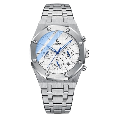Picture of Luxury Gold Watches for Men Royal Stainless Steel Waterproof Chronograph Golden Business Casual Male Quartz Wristwatch