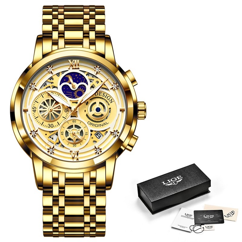 Picture of LIGE 8990 Mens Watches Top Luxury Brand Waterproof Sport Wrist Watch Chronograph Quartz Military Genuine Full Steel Relogio Masculino