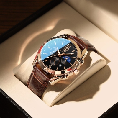 Picture of POEDAGAR New Fashion Men's Watch Leather Top Brand Luxury Waterproof Sports Mens Wristwatch Quartz Relogio Masculino Casual