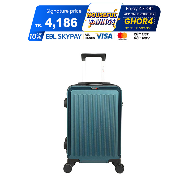 Picture of Travello 24 Inch Royal Zipper Unbreakable Body More Capacity Water Resistant Aluminum Luggage- Trolley Green Picture of Travello 24 Inch Royal Zipper Unbreakable Body More Capacity Water Resistant Aluminum Luggage- Trolley Green