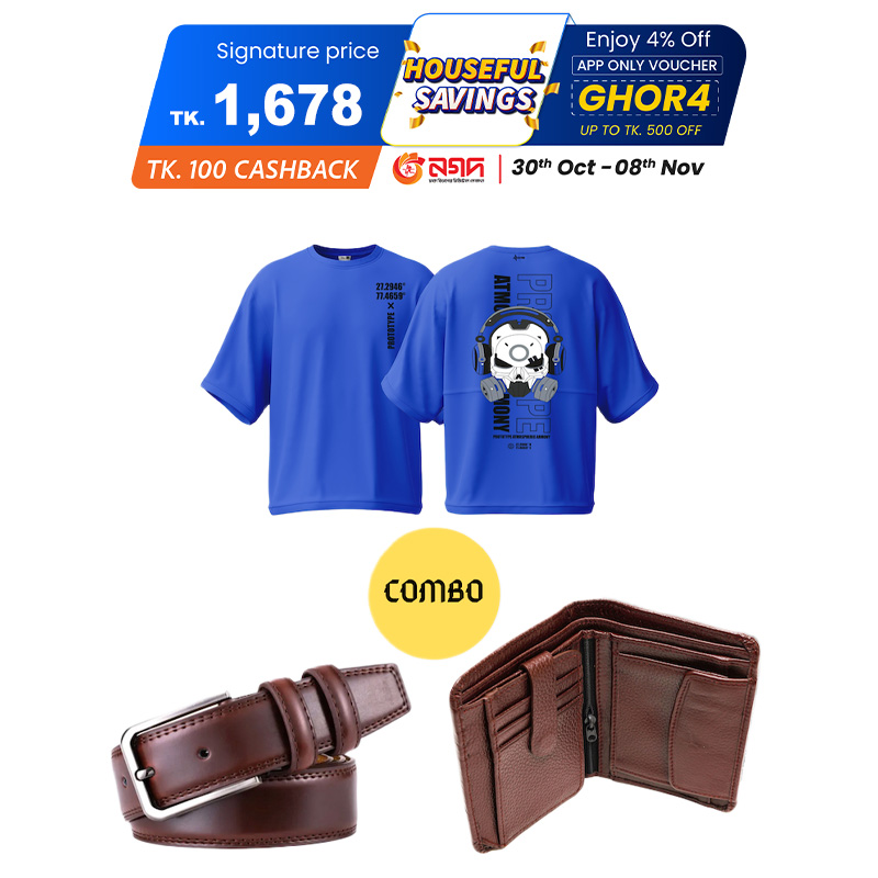 Picture of Avro Combo Pack  For Men - Premium Men's Leather Wallet For Men - Premium Men's Semi Drop Shoulder Royal Blue Tshirt For Men - Artificial Leather Belt For Men Picture of Avro Combo Pack  For Men - Premium Men's Leather Wallet For Men - Premium Men's Semi Drop Shoulder Royal Blue Tshirt For Men - Artificial Leather Belt For Men