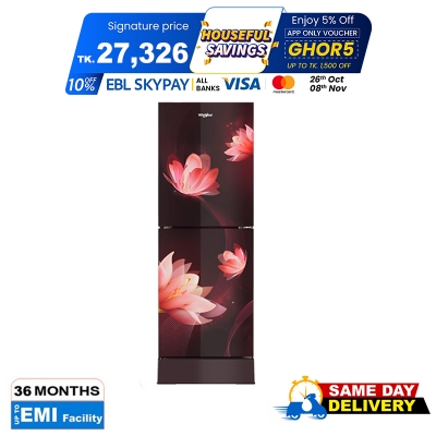 Picture of Whirlpool 236 Liter Bottom Mount Glass Door Fresh Magic Pro Non Inverter Frost Refrigerator