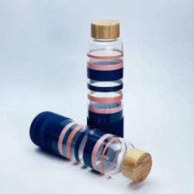 Picture of Multicolored Stripes Borosilicate Glass Water bottle 600ml - BB-8888